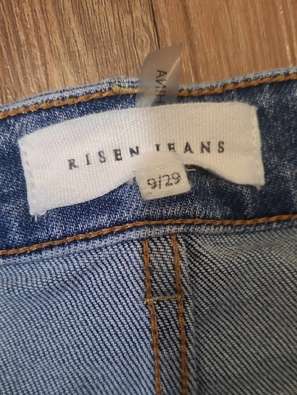 RISEN Straight Leg High-Rise Jeans in Distressed Blue61%cotton used good.9/29. - Picture 2 of 15